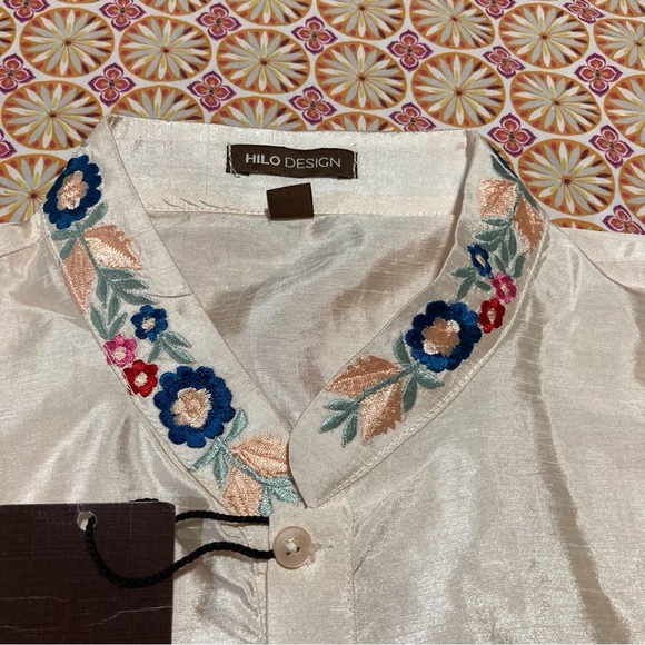 Hilo Design Men’s Embroidered Kurta | Pale Peach with Elephant Embroidery - Picture 13 of 16